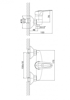 SOL1400 Смеситель KÖNNER SOLO для душа с аксессуарами