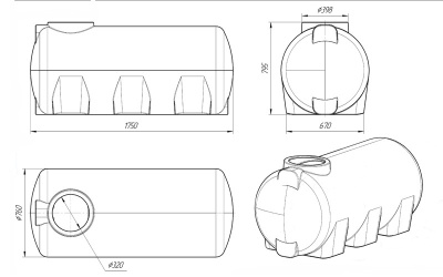 ЕМКОСТЬ Н 750 литров 835  х 680  х 1720    Диаметр горловины 300 мм
