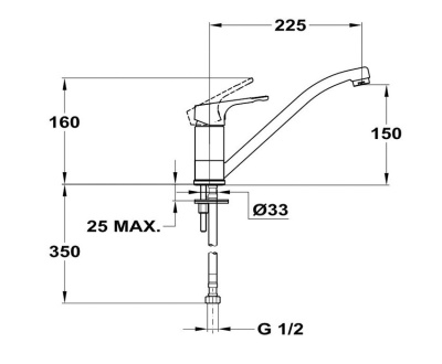 302 JUN EVO  Смеситель для мойки c поворотным изливом 225 мм  MOFEM 
