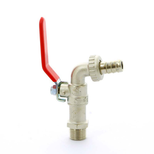 Кран шаровый 1/2" сливной со штуцером плоская ручка TIEMME 2500006 / 2530R2804