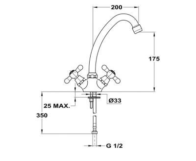105 TREFF CER  Смеситель для мойки, излив 200 мм. с керамической кран-буксойMOFEM