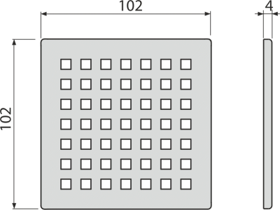 Решетка 102x102 мм для сливных трапов из нержавеющей стали MPV014 Alcaplast
