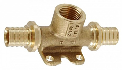 Тройник  DN 20 х 1/2" х 20 внутренняя резьба RAUTITAN MX Латунь REHAU с настенным креплением