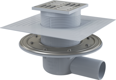 Сливной трап 105х105/50 мм, боковой сток, решетка из нерж. стали, гидрозатвор SMART APV1324