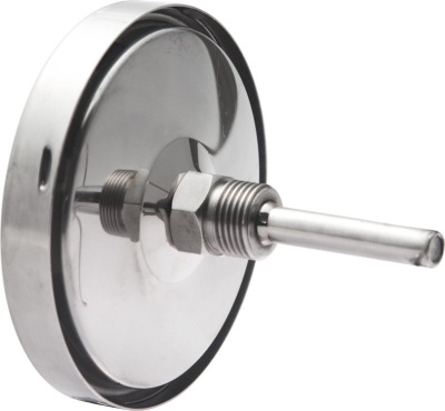 Термометр биметаллический, нерж. БT-51.220(0-250С) Dy100 G 1/2.64.1,5 шток осевой 64х10мм