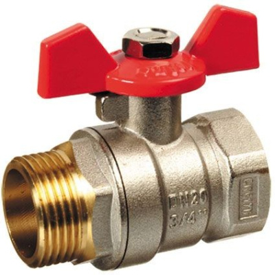 Кран шаровый для воды TERMA-R-RED,  рукоятка бабочка 3/4" Внутренняя-Наружная резьба