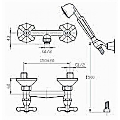402 FAVORIT  Смеситель для душевой кабины без излива. держ. душа с классической кран-буксой MOFEM