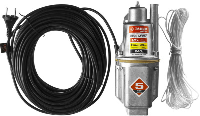 Насос "РОДНИЧОК"(верхний забор)  вибрационный погружной 225 Вт, 25 л/мин,напор 60 м, кабель 40 м. 