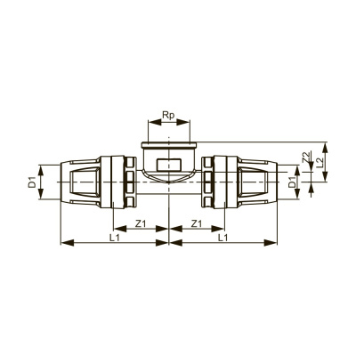 Тройник  50 х 1,1/4" PPSU-латунь внутренняя резьба TECElogo-Push 8610410