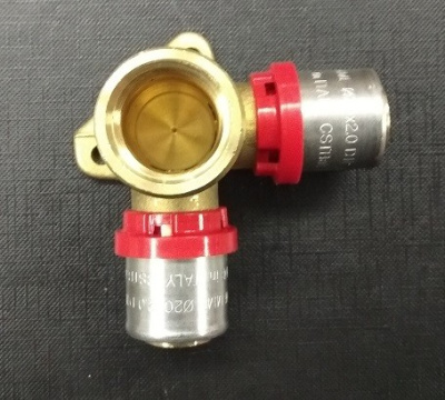 Водорозетка м/п пресс 20х1/2" Н-53мм 2-х плоскостная проходная TIEMME Внутренняя резьба Металлопласт