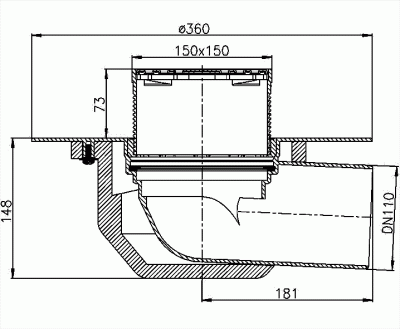 Кровельная воронка,HL64BF/7 DN75  с теплоизоляцией, с корпусом  для FPO мембран, с горизонт. выпуск
