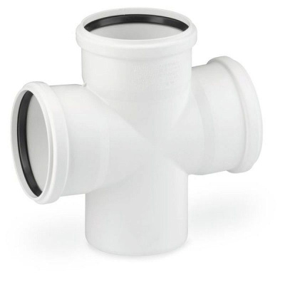 Крестовина одноплоскостная канализационная DN 110x110x110x87мм белая бесшумная Синикон КОМФОРТ