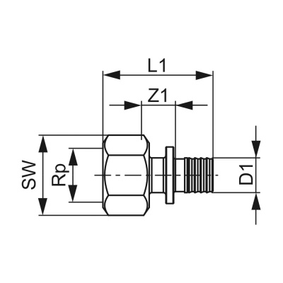 TECEflex Соединение прямое с внутренней резьбой, 16 х 1/2", бронза 705102