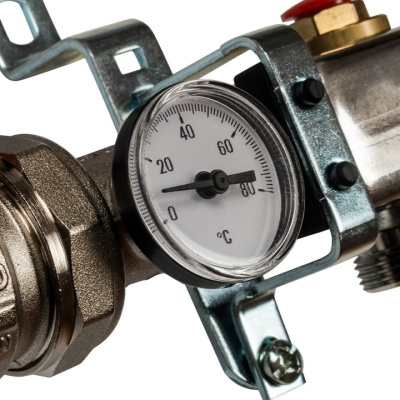 Комплект коллекторный блок с запорными клапанами STOUT 1"х5 вых x 3/4" SMS 0912 000005 нерж.сталь