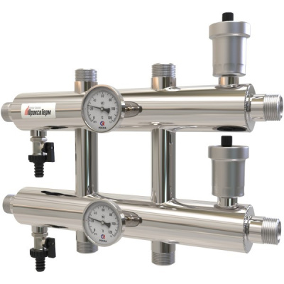 Распределительный коллектор 60 кВт 3 контура 1х1 GK 25-3 AISI 304 ПроксиТерм
