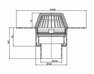 HL62Р/1 DN100 Кровельная воронка из ПВХ, с теплоизоляцией, С вертикальным выпуском