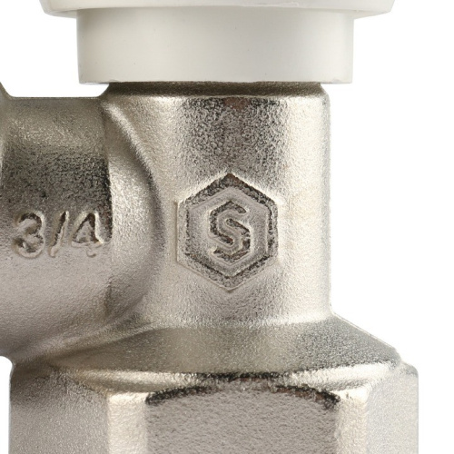 Ручной клапан угловой терморегулирующий  3/4" со сгоном. Резьба внут - нар  SVRS 2102 000020 