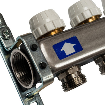 STOUT Коллекторная группа нерж. с запорными клапанами 1"х 11 вых.x 3/4" SMS 0922 000011