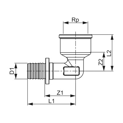TECEflex Угол  20 х 1/2" Внутренняя резьба, бронза 708102