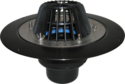 HL62/5 DN160 Воронка с листвоуловителями с теплоизоляцией, с  фланцем из нержав; с верт. выпуск