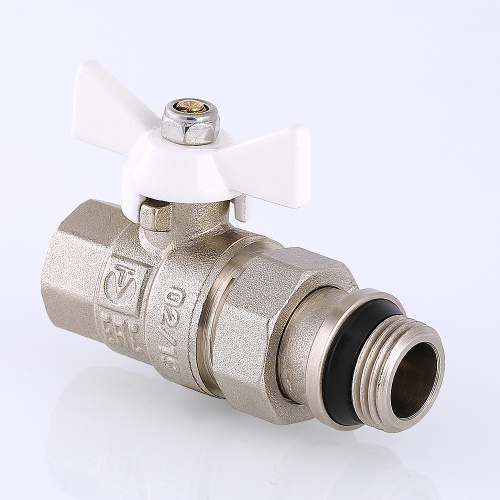 Кран шаровый BASE с полусгоном 3/4" вн.-нар. белая рукоятка c доп. уплотнением VALTEC VT.227.NRW.05