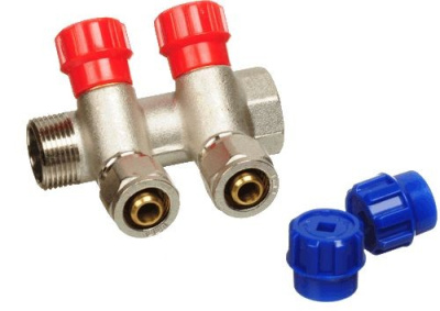 Коллектор с Регулировочными вентилями  3/4" х 2 выхода 16 мм Наружная резьба TeRma (TRm)  