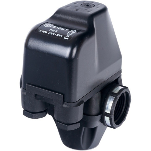 Реле давления для водоснабжения со встроенным манометром PM5-3W, 1-5 бар, 1" STOUT SCS-0001-000053