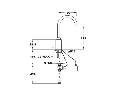 МЛУ 10 Электронный смеситель для умывальника с поворотным изливом 180мм.  MOFEM