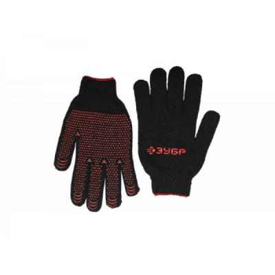 Перчатки трикотажные , черные , 7 класс , с защитой от скольжения , L-XL 11462-XL ЗУБР