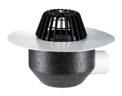 Кровельная воронка, HL64P/1 DN110 с листвоуловителем, c теплоизол, для ПВХ - мембран, с гориз. вып