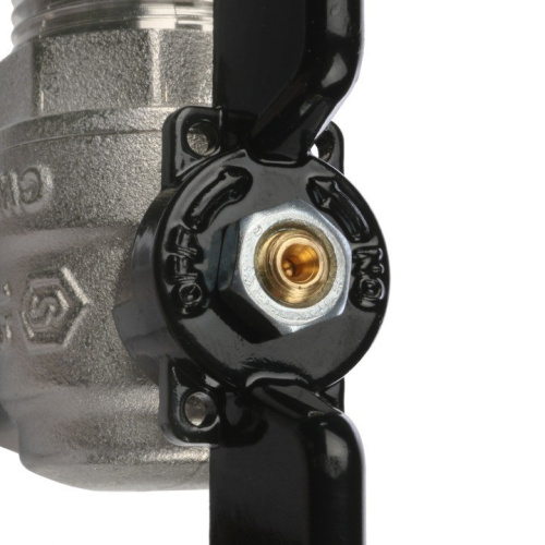 Полнопроходной шаровый кран со сгоном угловой  1/2" ручка бабочка резьба внутренняя - наружная STOUT