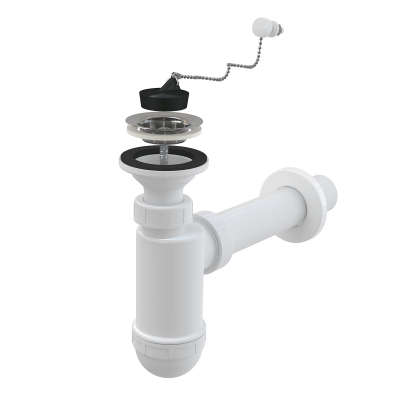 Сифон для умывальника А41R ALCAPLAST, DN40 ,нержавеющая  решетка DN63 ,с цепочкой