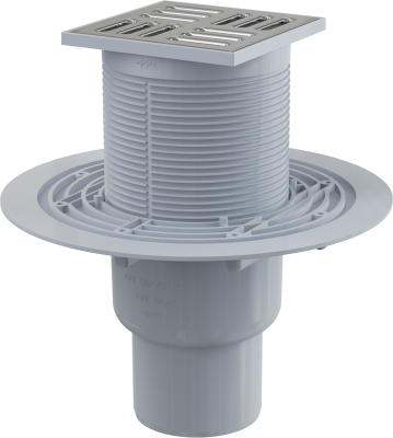 Сливной трап 105х105/50/75мм, прямой сток, решетка из нерж.стали, гидрозатвор SMART APV2321