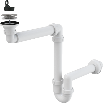 Сифон для умывальника А413 ALCAPLAST, DN63 экономящий пространство