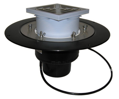 Кровельная воронка DN75 с зажимным элементом и подогревом (10-30Вт/230В). Проход - 148х148мм/137х137