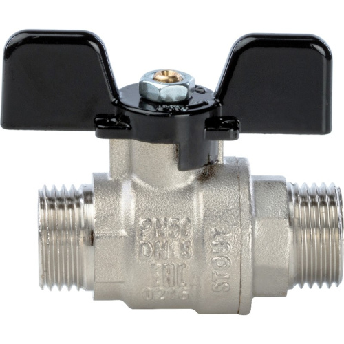 Полнопроходной шаровый кран   1,1/4" ручка бабочка резьба наружная - наружная STOUT 