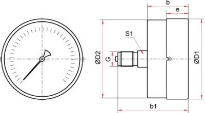 Манометр TM310T Dy 63 с задним подключением 1/4", 0-16 бар (Аксиальный)