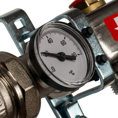 Комплект коллекторный блок с запорными клапанами STOUT 1"х8 вых x 3/4" SMS 0912 000008 нерж.сталь