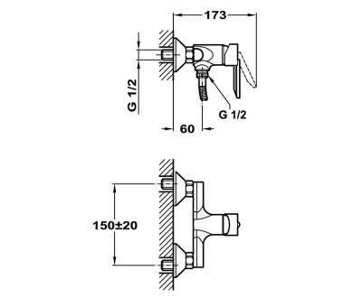 402 RUMBA  Смеситель для душ.кабины без излива с настенным держателем MOFEM