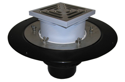 Кровельная воронка DN100с зажимным элементом и подогревом (10-30Вт/230В). Проход - 148х148мм/137х137