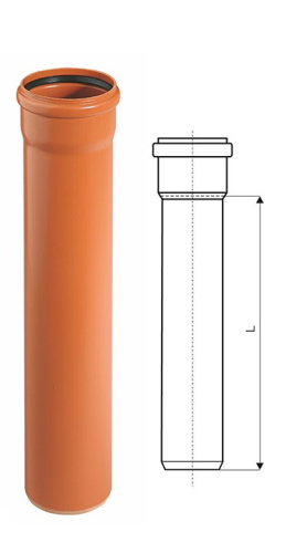 Труба канализационная SN KGEM однораструбная DN 110x2000мм             НАРУЖНЯЯ       