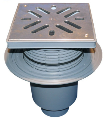 HL616S/1 DN 110 решетка сталь 226х226мм Трапы PERFEKT,  Клапан против запаха, вертикальный выпуск