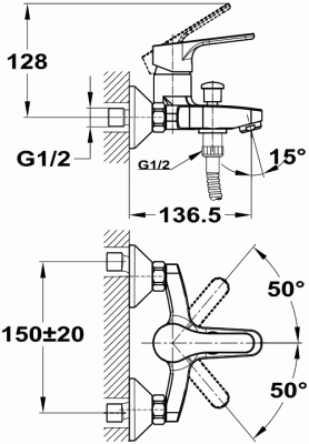 201 PRO  Смеситель для ванны литой излив 140 мм. без душевого набора MOFEM 