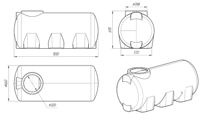 ЕМКОСТЬ Н 500 литров 735  х 680  х 1500    Диаметр горловины 300 мм