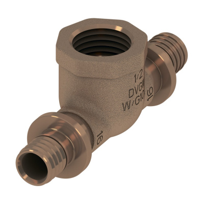 TECEflex Тройник  90°, 16 x 1/2" x 16, Внутренняя резьба, бронза 709801 аксиальный фитинг