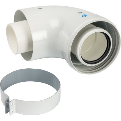 Угол для конденсационного дымохода 90° M-F Ø60/100, м/п PP-FE (совместим с Vaillant, Ariston) STOUT