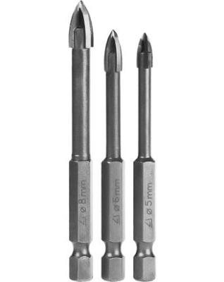 Набор сверел по кафелю и стеклу STAYER  5-6-8 мм,с четырьмя  реж.лезв