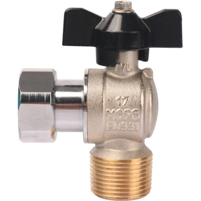 Кран шаровой с накидной гайкой угловой  3/4" резьба вн.-нар., ручка бабочка STOUT