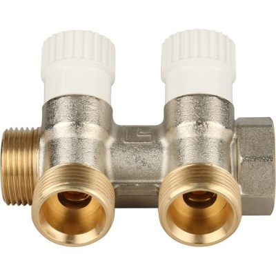 Коллектор регулировочный на 2 вых 3/4" х 3/4" евроконус STOUT никель  SMB 6851 343402