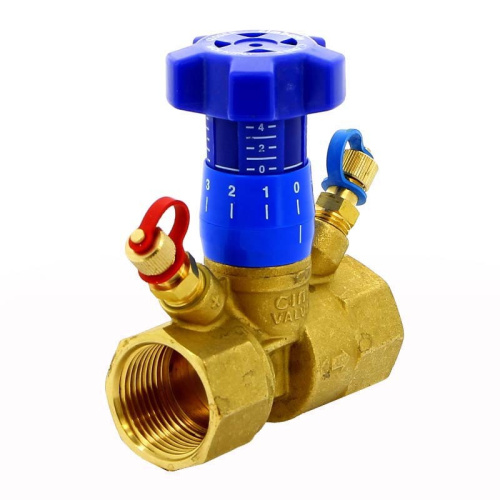 Балансировочный вентиль 3/4" Cimberio с прямым шпинделем и измерительными ниппелями